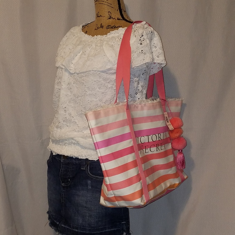 Victoria's Secret canvas open tote bag. - Picture 2 of 8